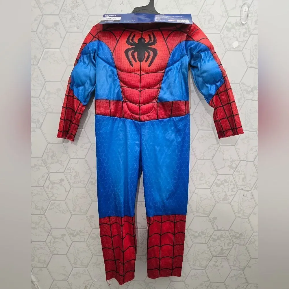 Spiderman Spidey Toddler Halloween Costume w Mask Muscle Chest Marvel, New - Picture 1 of 3